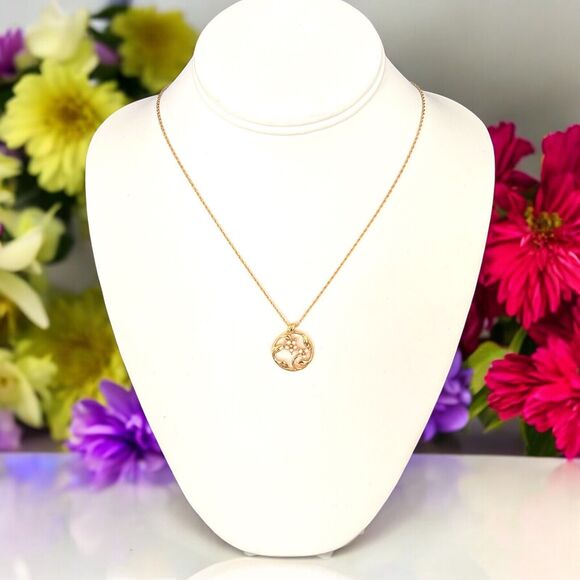 Vintage Necklace Signed Trifari With Tags Simulated Pearl Floral Gold Tone 7U - Picture 2 of 3